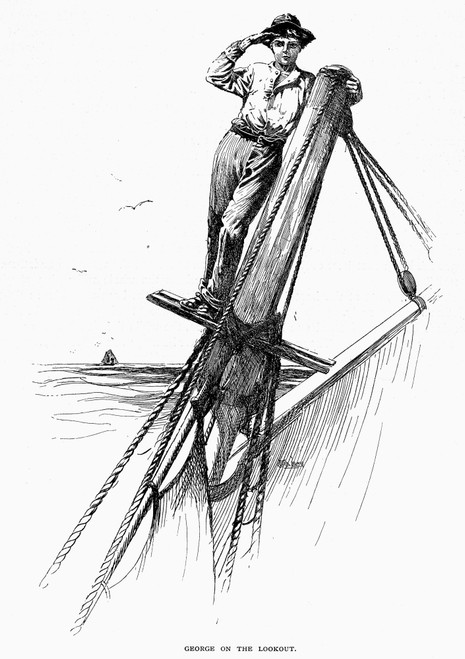 Whaling: Child Labor. /Na Very Young Whaler On The Lookout In Fair Weather. Wood Engraving, American, C1875. Poster Print by Granger Collection - Item # VARGRC0101853 Whaling: Child Labor. /Na Very Young Whaler On The Lookout In Fair Weather. Wood Engraving, American, C1875. Poster Print by Granger Collection - Item # VARGRC0101853