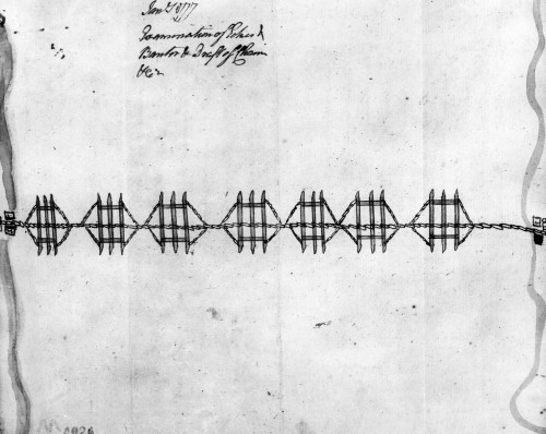 Hudson River: Chain, C1778. /Nsketch Of The Great Chain And Boom At The Bottom Of The Hudson River. Drawing, C1778. Poster Print by Granger Collection - Item # VARGRC0174281
