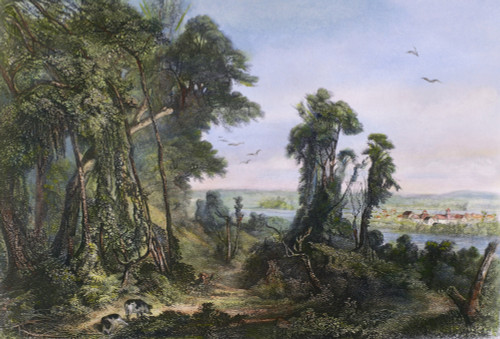 New Harmony, 1844. /Nthe Owenite Communal Society Of New Harmony On The Bank Of The Wabash River In Indiana. Aquatint Engraving, 1844, After Karl Bodmer. Poster Print by Granger Collection - Item # VARGRC0008276