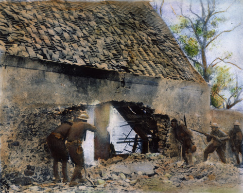 World War I: U.S. Troops. /Namerican Troops Fighting Their Way Through A French Village During World War I. Oil Over A Photograph, 1918. Poster Print by Granger Collection - Item # VARGRC0062161