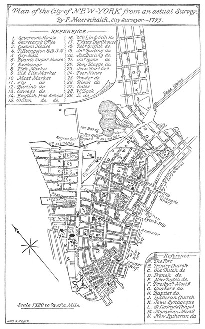 New York City Map, 1755. /Nwood Engraving, American, 19Th Century. Poster Print by Granger Collection - Item # VARGRC0052297