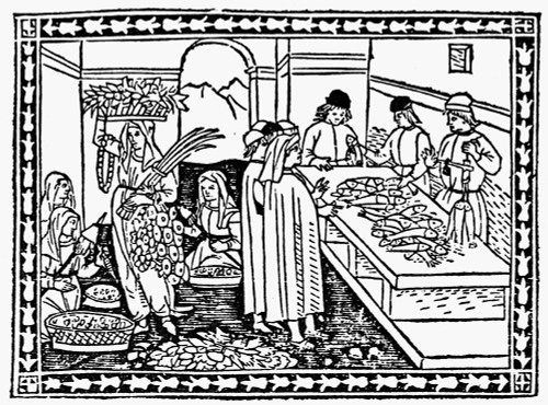 Market, 15Th Century. /Na Market At Florence, Italy. Woodcut, Italian, 15Th Century. Poster Print by Granger Collection - Item # VARGRC0016698