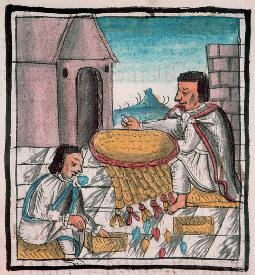 Mexico: Aztec Craftsmen. /Ntwo Aztec Craftsmen Decorating A Shield With Feathers. Drawing From The Codex Florentino, Compiled By Bernardo De Sahagun, C1540. Poster Print by Granger Collection - Item # VARGRC0167686