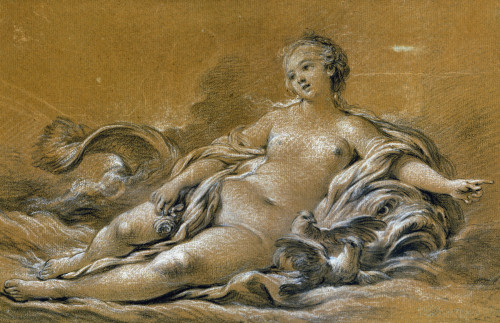 Boucher: Venus. /Nvenus Reclining Against A Dolphin. Chalk Drawing By Francois Boucher (1703-1770). Poster Print by Granger Collection - Item # VARGRC0105016