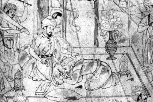 Babur (1483-1530). /Nfirst Emperor Of The Mughal Empire Of India. A Courtier Kneels Before Babur In His War Tent. Mughal Drawing. Poster Print by Granger Collection - Item # VARGRC0119803 Babur (1483-1530). /Nfirst Emperor Of The Mughal Empire Of India. A Courtier Kneels Before Babur In His War Tent. Mughal Drawing. Poster Print by Granger Collection - Item # VARGRC0119803