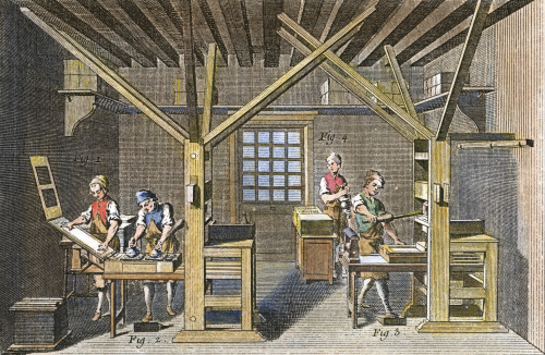 Print Shop, 1751. /Nthe Press Room Of A Print Shop. Line Engraving, From 'L'Encyclopedie' Of Denis Diderot, French, 1751. Poster Print by Granger Collection - Item # VARGRC0008014
