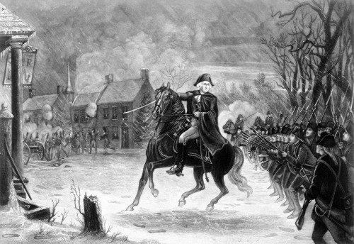 George Washington /N(1732-1799). First President Of The United States. Washington Receiving A Salute On The Field Of Trenton, New Jersey. Steel Engraving, 19Th Century. Poster Print by Granger Collection - Item # VARGRC0014505