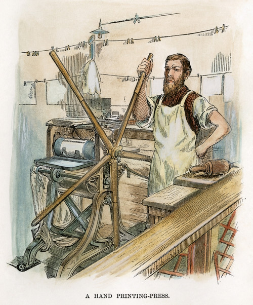 Hand Printing-Press, 1890. /Nhand Printing-Press At The Bureau Of Engraving And Printing, Washington, D.C.: Line Engraving, 1890. Poster Print by Granger Collection - Item # VARGRC0049393
