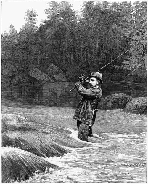 Salmon Fishing, 1885. /Nsalmon Fishing In Canada. Engraving From A Drawing By Dan Beard, 1885. Poster Print by Granger Collection - Item # VARGRC0267406 Salmon Fishing, 1885. /Nsalmon Fishing In Canada. Engraving From A Drawing By Dan Beard, 1885. Poster Print by Granger Collection - Item # VARGRC0267406