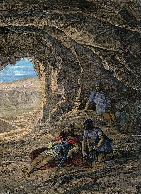David And Saul. /Ndavid Cuts Off A Piece Of The Robe Of King Saul As He Sleeps (1 Samuel 24: 4). Wood Engraving, American, 19Th Century. Poster Print by Granger Collection - Item # VARGRC0052819 David And Saul. /Ndavid Cuts Off A Piece Of The Robe Of King Saul As He Sleeps (1 Samuel 24: 4). Wood Engraving, American, 19Th Century. Poster Print by Granger Collection - Item # VARGRC0052819