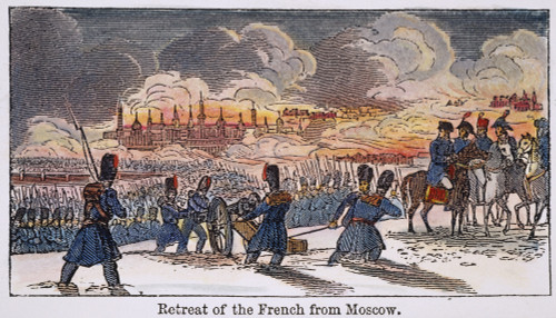 Napoleon Leaving Moscow. /Nnapoleon (On Horseback) And His Army Retreating From Moscow In 1812: Wood Engraving, 1853. Poster Print by Granger Collection - Item # VARGRC0042422