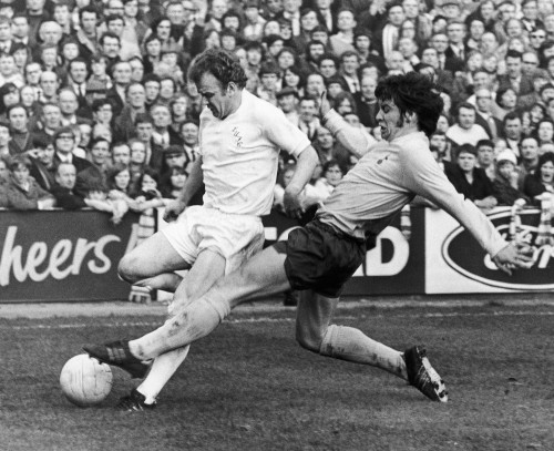 England: Soccer Match, 1972. /Nsoccer Match Between Leeds United And Tottenham Hotpur During The Fa Cup, 18 March 1972. Leeds Captain Billy Bremner Is Tackled By Cyril Knowles. Poster Print by Granger Collection - Item # VARGRC0131558