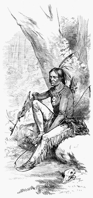 Native American With Pipe. /Nwood Engraving, American, 1876. Poster Print by Granger Collection - Item # VARGRC0087083