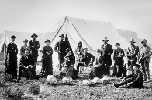 New Mexico: Travelers, 1882. /Na Group Of Travelers Photographed In Zuni, New Mexico, With Native American Pottery Displayed Before Them. Photograph By Ben Wittick, 1882. Poster Print by Granger Collection - Item # VARGRC0118116