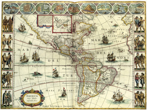Map: Americas, C1630. /Na Map Of North And South America Created By Dutch Cartographer And Atlas Maker Willem Blaeu. Map, C1630. Poster Print by Granger Collection - Item # VARGRC0619885
