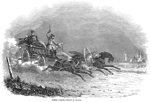 Russian Troika, 1847. /Na Russian Courier Rides In A Troika. Wood Engraving, English, 1847. Poster Print by Granger Collection - Item # VARGRC0004598
