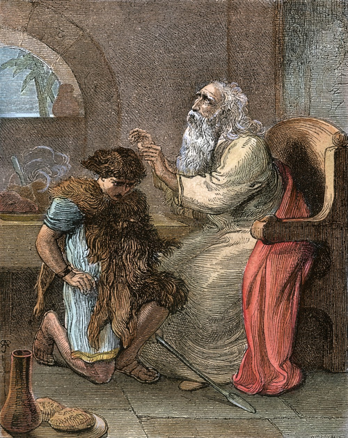 Isaac Blesses Jacob. /Nthe Blind Isaac Mistakenly Blesses Jacob, Believing Him To Be His First-Born Son Esau (Genesis 27: 26-29). Wood Engraving, American, 19Th Century. Poster Print by Granger Collection - Item # VARGRC0052818 Isaac Blesses Jacob. /Nthe Blind Isaac Mistakenly Blesses Jacob, Believing Him To Be His First-Born Son Esau (Genesis 27: 26-29). Wood Engraving, American, 19Th Century. Poster Print by Granger Collection - Item # VARGRC0052818