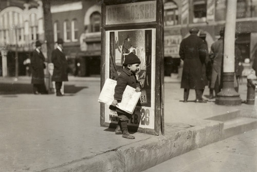 Hine: Newsboy, 1917. /Nfive-Year-Old Newsboy, Ernest Chester, At Work In Oklahoma City, Oklahoma. Photograph By Lewis Hine, 4 March 1917. Poster Print by Granger Collection - Item # VARGRC0121946
