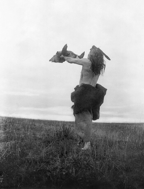 Mandan Hunter, C1908. /Na Mandan Hunter In North Dakota Offering A Buffalo Skull To The Spirits. Photographed By Edward S. Curtis, C1908. Poster Print by Granger Collection - Item # VARGRC0116803