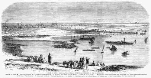 Suez Canal: Ismailia, 1869. /Nthe Town Of Ismalia, Founded 1863 By Ferdinand Lesseps, On Lake Timsah, Which Is Part Of The Suez Canal. Wood Engraving From An French Newspaper Of 1869. Poster Print by Granger Collection - Item # VARGRC0087028