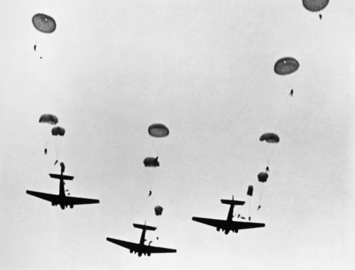 World War Ii: Parachutes. /Nparachutist Jumping From American Aircrafts During World War Ii. Poster Print by Granger Collection - Item # VARGRC0076746