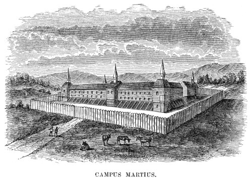 Fort Marietta, Ohio, C1790. /Ncampus Martius, Rufus Putnam'S Frontier Fortress Near Marietta, Ohio, C1790. Wood Engraving, 19Th Century. Poster Print by Granger Collection - Item # VARGRC0051137