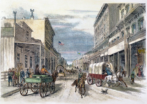 Virginia City, Nevada. /Nthe Main Street Of Virginia City, Nevada, In The 1870S, At The Height Of The Mining Of The Comstock Lode. Wood Engraving, American, 1878. Poster Print by Granger Collection - Item # VARGRC0037800