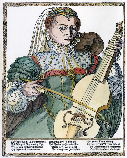 Viol Player, 16Th Century. /Ngerman Woodcut By Tobias Stimmer (1539-1584). Poster Print by Granger Collection - Item # VARGRC0042709