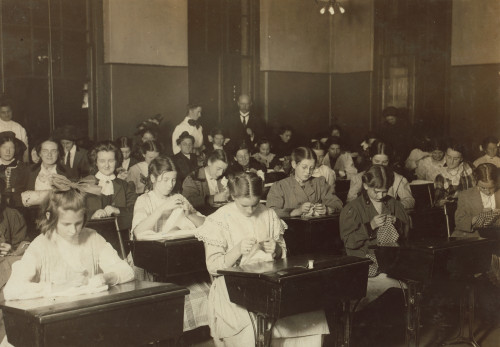 Dressmaking Class, 1909. /Nworking Girls Learning Dressmaking In A Free Evening Class At A Vocational School In Boston, Massachusetts. Photograph By Lewis Hine, October 1909. Poster Print by Granger Collection - Item # VARGRC0131838