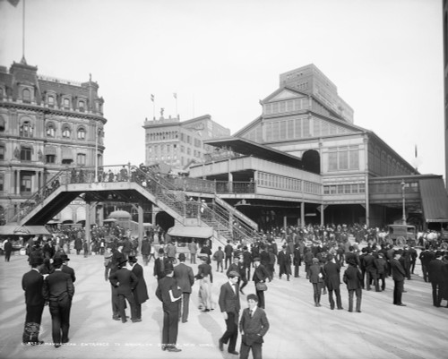 Brooklyn Bridge, C1905. /Ncrowd At The Manhattan Entrance To The Brooklyn Bridge, New York. Photograph, C1905. Poster Print by Granger Collection - Item # VARGRC0409534