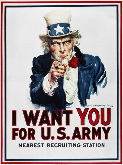 World War I: Uncle Sam. /Njames Montgomery Flagg'S/Nfamous 'I Want You' U.S. Army Recruiting Poster Of 1916, Used Again In Every Subsequent American War. Poster Print by Granger Collection - Item # VARGRC0008428
