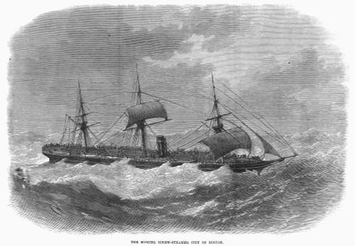 Screw Steamship, 1870. /N'The Missing Screw-Steamer "City Of Boston."' Wood Engraving, English, 1870. Poster Print by Granger Collection - Item # VARGRC0100071