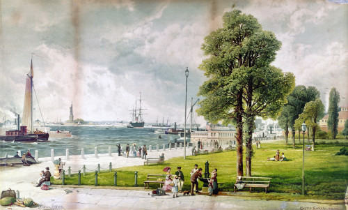 New York: Battery, 1887. /Nview Of The Battery, Castle Garden, The Immigration Station, And The Statue Of Liberty In New York Harbor. Lithograph, American, 1887. Poster Print by Granger Collection - Item # VARGRC0125230 New York: Battery, 1887. /Nview Of The Battery, Castle Garden, The Immigration Station, And The Statue Of Liberty In New York Harbor. Lithograph, American, 1887. Poster Print by Granger Collection - Item # VARGRC0125230