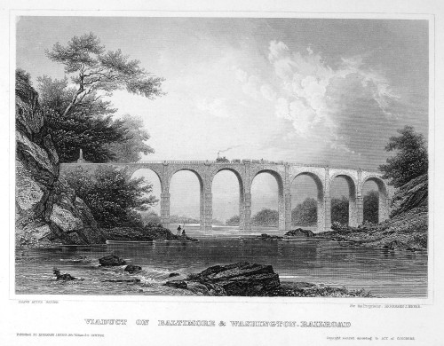 Railroad Bridge, C1855. /Nviaduct Of The Baltimore And Washington Railroad. Steel Engraving, American, C1855. Poster Print by Granger Collection - Item # VARGRC0081919