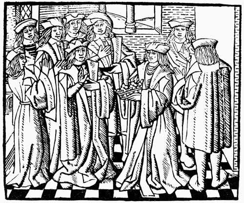 Charles Martel (C688-741). /Nfrankish Ruler, Duke Of Austrasia, 715-741. The Crown Offered To Charles Martel. Woodcut From The 'Chronicles Of Brabant,' 16Th Century. Poster Print by Granger Collection - Item # VARGRC0126888