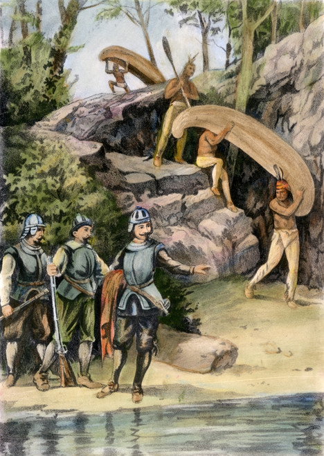 Samuel De Champlain /N(1567-1635). French Explorer In North America. Champlain Exploring The Canadian Wilderness. Lithograph, 1893. Poster Print by Granger Collection - Item # VARGRC0077691