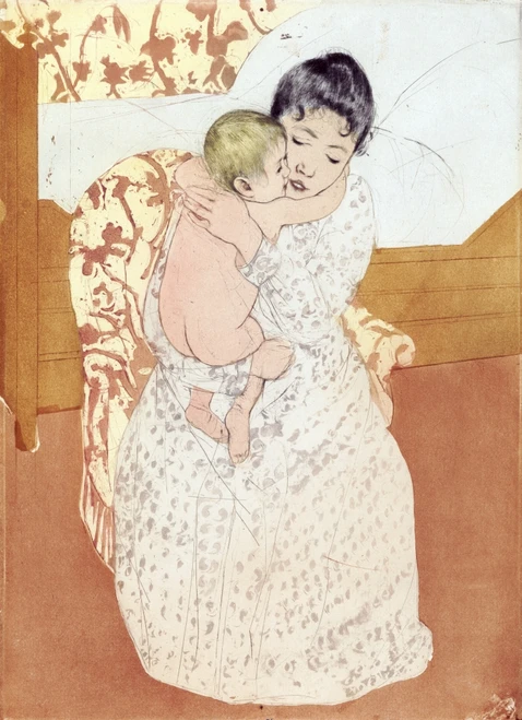 Cassatt: Caress, 1891. /N'Maternal Caress.' Drypoint And Aquatint By Mary Cassatt, 1891. Poster Print by Granger Collection