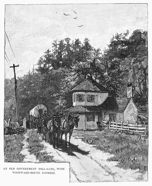 Toll Gate, 1879. /N'An Old Government Toll Gate With Westward-Bound Express.' Wood Engraving, American, 1879, After Howard Pyle. Poster Print by Granger Collection - Item # VARGRC0100342