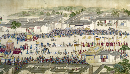K'Ang-Hsi (1654-1722). /Nemperor Of China, 1661-1722. K'Ang Hsi Entering Peking On The Occasion Of His 60Th Birthday. Right Detail Of A Painted Silk Scroll, Early 18Th Century. Poster Print by Granger Collection - Item # VARGRC0120770