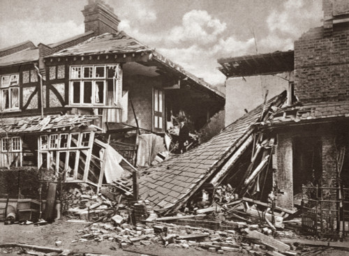 World War I: House Bombed. /Na German Bomb Dropped During An Air Raid Destroyed This Home And Killed Two Children, London, England. Photograph, C1916. Poster Print by Granger Collection - Item # VARGRC0409089 World War I: House Bombed. /Na German Bomb Dropped During An Air Raid Destroyed This Home And Killed Two Children, London, England. Photograph, C1916. Poster Print by Granger Collection - Item # VARGRC0409089