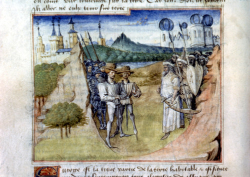 East And West Meeting. /Nidealized Scene Of Meeting Between East And West. French Miniature, C1460. Poster Print by Granger Collection - Item # VARGRC0029311