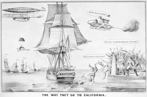 Gold Rush Cartoon, 1849. /N'The Way They Go To California.' Lithograph, 1859, By Nathaniel Currier. Poster Print by Granger Collection - Item # VARGRC0052181