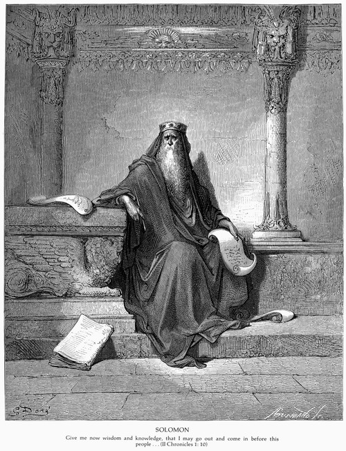 Solomon Asking For Wisdom. /Nsolomon Asking God For The Gift Of Wisdom (2 Chronicles 1:10). Wood Engraving, 19Th Century, After Gustave Dor_. Poster Print by Granger Collection - Item # VARGRC0041514