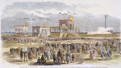 Suez Canal: Inaug. 1869. /Nte Deum Is Sung At The Ceremony To Inaugurate The Suez Canal In 1869. Wood Engraving From A Contemporary French Newspaper. Poster Print by Granger Collection - Item # VARGRC0051076