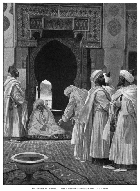 Abdelaziz Of Morocco /N(1878-1943). Sultan Of Morocco, 1894-1908. Abdelaziz Consulting With His Ministers. Illustration, English, 1904. Poster Print by Granger Collection - Item # VARGRC0267318