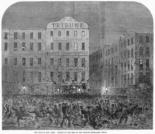 Civil War: Draft Riots, 1863. /Na Mob Of Rioters Attacking The Offices Of The 'New York Tribune' During The New York City Draft Riots, 13-16 July 1863. Contemporary English Wood Engraving. Poster Print by Granger Collection - Item # VARGRC0086744