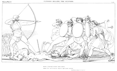 Homer: The Odyssey. /Nulysses Killing The Suitors Of His Wife, Penelope. Line Engraving, 1805, By James Neagle After The Drawing By John Flaxman. Poster Print by Granger Collection - Item # VARGRC0017005