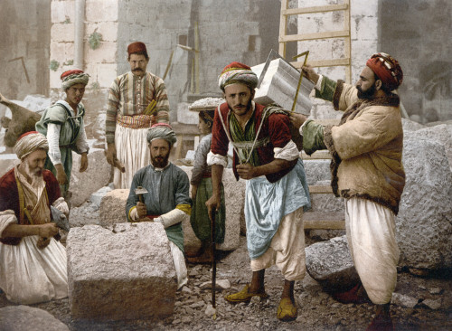 Arab Stonemasons, C1900. /Narab Stonemasons At Work In Jerusalem. Photochrome, C1900. Poster Print by Granger Collection - Item # VARGRC0126155