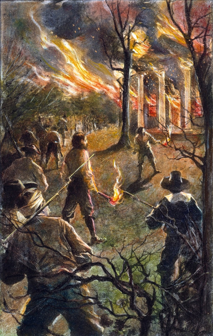Bacon'S Rebellion, 1676. /Nrebel Leader Richard Lawrence Sets Fire