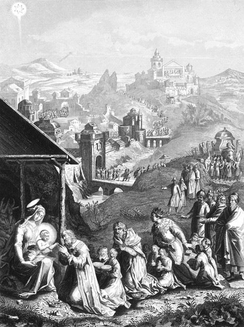 Adoration Of The Magi. /Nline Engraving, French, 19Th Century. Poster Print by Granger Collection - Item # VARGRC0016702